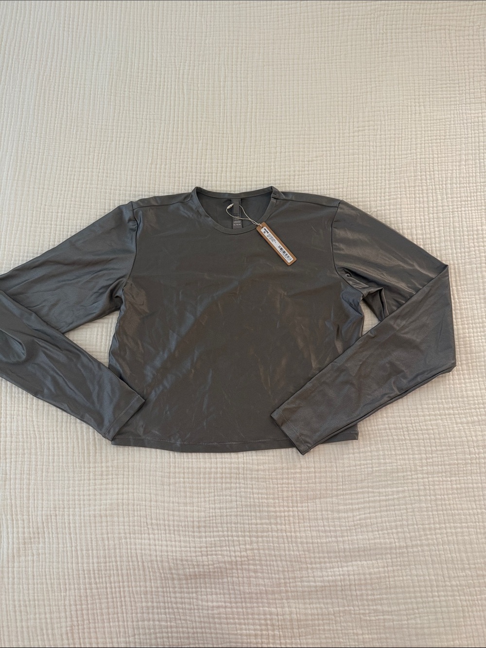SKIMS Long-Sleeve Crewneck in Charcoal Gray